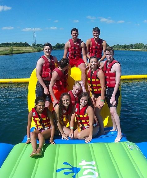 Water obstacle course | total wipeout | lake | water | adventure Total Wipeout, Water Obstacle Course, Inflatable Obstacle Course, Water Adventure, Lake Water, Obstacle Course, 16th Birthday, Pool Float, Bucket List