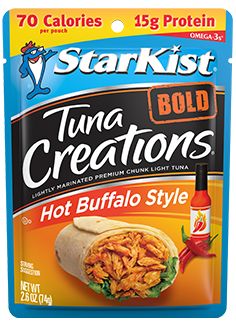 Tuna Creations® BOLD Hot Buffalo Style    Recreate in bulk for weekly lunch meal prep: cayanne pepper and a buffalo sauce of choice Starkist Tuna, Buffalo Style, 30 Grams Of Protein, Lemon Herb, Good Sources Of Protein, Canned Chicken, Wet Cat Food, Natural Flavors, 6 Pack