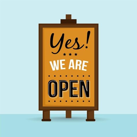 We Are Open For Business Signs, Come In We Are Open, Open For Business Sign, We Are Open Sign, Brooklyn Cafe, We Are Open For Business, Body Parts For Kids, Hoarding Design, Were Open