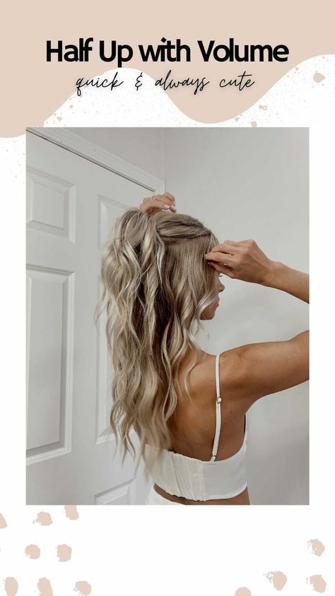 Half Up Half Down Wedding Hair With Volume, Half Up Hairstyles Volume, Volumized Half Up Half Down, Half Up Hair Volume, Half Us Half Down Hair, Half Up Hair Videos, Half Up Volume Hair, Half Up Half Down Hair High Pony, Volume Half Up Half Down