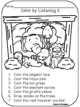 Color by Listening Bundle (A Following Directions Activity) Listen And Colour Worksheet, Preschool Listening Activities, English Listening Practice, Listening Skills Activities, Active Listening Skills, Listening And Following Directions, Elementary Literacy Activities, Following Directions Activities, Final Consonant Deletion