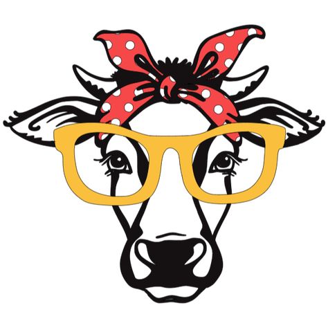 https://design.cricut.com/landing/project-detail/62ff9173001656c2f1c1b130 Animals With Glasses, Cow With Bandana, Black And White Clipart, Clipart Animals, Affordable Clothing Websites, Clothing Websites, Cricut Design, Cow, Cricut