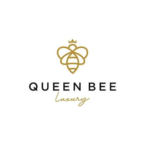 Vector queen bee logo with crown linear ... | Premium Vector #Freepik #vector #bee-logo #queen-bee #bee #honeybee Queen Bee Logo Design, Bee Graphic Design, Bee Branding, Queen Bee Logo, Logo With Crown, Queen Bee Tattoo, Bee Logo, Bee Bee, Logos Ideas