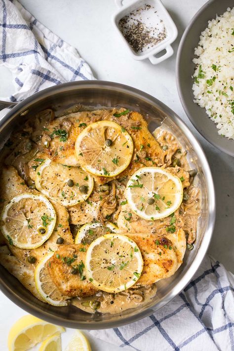 Lighter Creamy Turkey Piccata Recipe Turkey Piccata, Paleo Energy Bites, August Meals, Impressive Meals, Turkey Entrees, Lemon Wine, Turkey Chops, Turkey Cutlets, Piccata Recipe