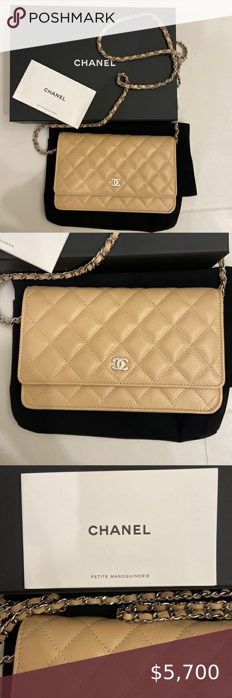 NWT REV beige Chanel mini bag wallet on chain Dark Beige Outfit, Chanel Wallet On Chain Beige, Wallet On Chain Chanel, Chanel Mini Bag, Chanel Wallet On Chain, Chanel Beige, Beige Outfit, Clear Tape, Chanel Mini