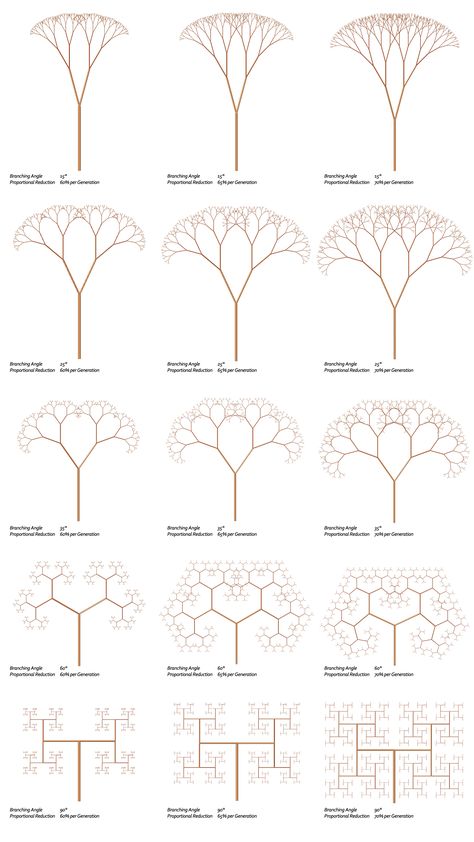 Fractal Trees – Basic L-System- Example 9.4 – Generative Landscapes Tree Architecture, Fractal Tree, Fractals In Nature, Botanisk Illustration, Tree Structure, Geometry In Nature, Sacred Geometry Patterns, Fractal Geometry, Sacred Geometry Symbols