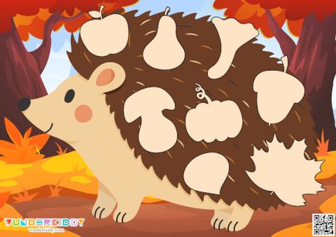 Printable Autumn Hedgehog Shadow Matching Game for Kids Autumn Games, Autumn Hedgehog, Preschool Activity Sheets, Preschool Creative Art, Shadow Matching, Hedgehog Game, Matching Worksheets, Fall Games, Kindergarden Activities