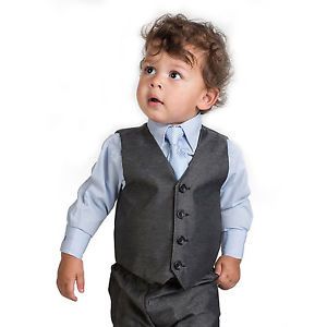 Boys Grey Waistcoat Suit, Baby Boys Charcoal Suits, Boys Wedding Suits, Page Boy | eBay Formal Boys Outfit, Baby Wedding Outfit, Waistcoat Suit, Boys Formal, Charcoal Suit, Kids Formal