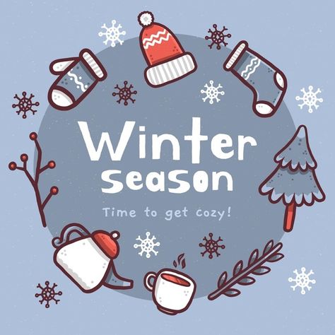 Winter Illustration Design, Winter Vibes Quotes, Winter Season Drawing, Winter Season Clothes, New Collections Poster, Snowfall Wallpaper, Winter Start, Winter Logo, Easy Graphic Design