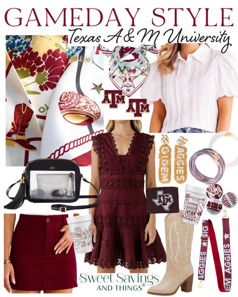 Texas A&M Gameday fashion and accessories. Football season is my favorite season! Click to view! Aggies Game Day Outfit, Game Day Outfit Texas A&m, Aggie Football Game Outfit, Texas A&m Game Day, Aggie Game Day Outfit, Texas A&m Game Day Outfit, A&m Football, Gameday Fashion, Aggie Football