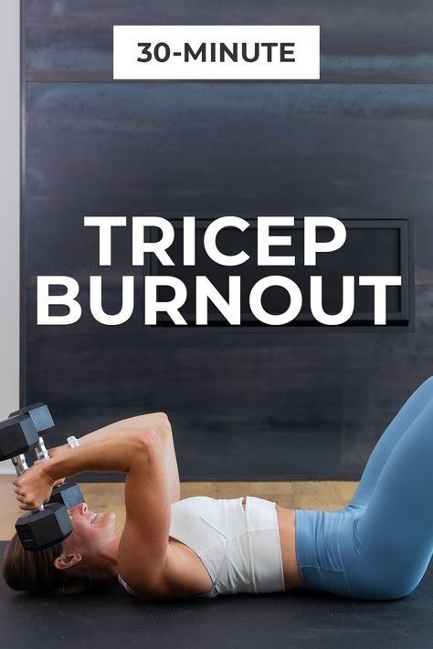 The 8 BEST tricep exercises for women in a 30-Minute Tricep Workout with dumbbells. From lying triceps extensions to tricep dips, these triceps exercises will make the muscles on the back of your arms pop! Add these 8 tricep exercises to your weekly strength training routine. Get toned arms and triceps at home with this dumbbell arm workout! Tricep Exercises For Women, Tricep Workout With Dumbbells, Tricep Workout Gym, Bicep Workout Women, Tricep Workout Women, Bicep Workout Gym, Get Toned Arms, Best Tricep Exercises, Chest And Tricep Workout