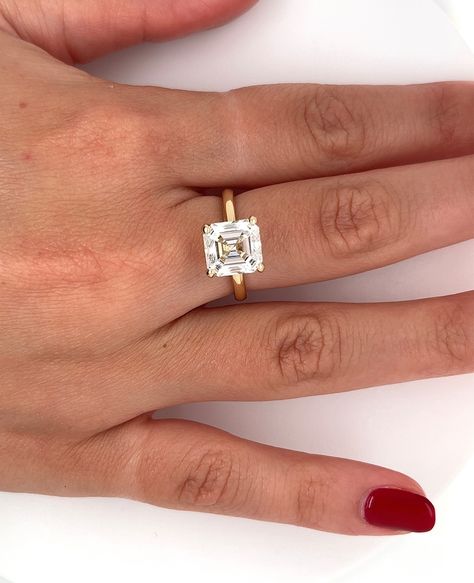 Ascher Ring, Asscher Engagement Ring Gold, Asher Cut Engagement Ring, Ascher Cut Diamond Engagement Ring, Asscher Cut Engagement Ring, Square Diamond Ring, Ascher Cut, Asscher Cut Diamond Engagement Ring, خواتم خطوبة