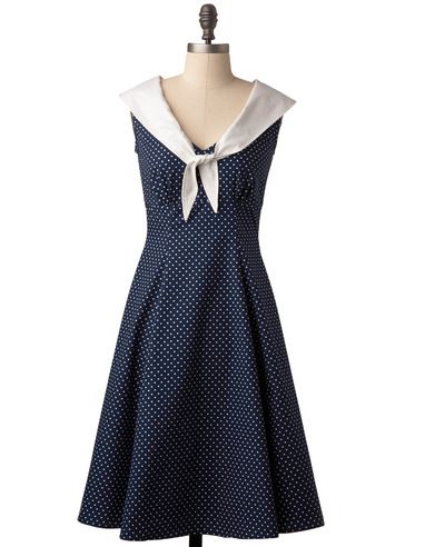 Nautical Style Bridesmaid Dress Nautical Bridesmaid Dress, 1940s Fashion Dresses, Anchor Wedding, Nautical Vintage, Nautical Outfits, Sailor Style, Nautical Dress, Retro Vintage Dresses, Sailor Fashion