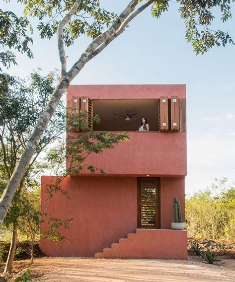 Terracota Houses, Modern Mexican Architecture, Taco Crafts, Mexico Architecture, Mexican Architecture, Houses In Mexico, Mexico House, Stucco Homes, Box Houses