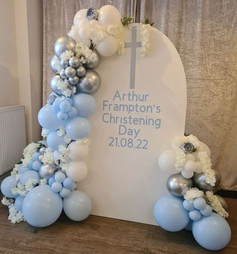 Christening Balloon Decorations, Baby Christening Decorations, Baby Boy Christening Decorations, Boy Christening Decorations, Girl Christening Decorations, Bautizo Ideas Boy, Christening Themes, Christening Balloons, Baptism Themes