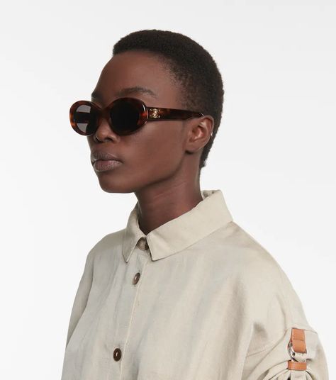 Celine Eyewear - Triomphe 01 oval sunglasses | Mytheresa Celine Triomphe Sunglasses, Celine Eyewear, Celine Triomphe, Round Eyewear, Dad Sneakers, Stylish Sunglasses, Oval Sunglasses, Oliver Peoples, Eyewear Accessories