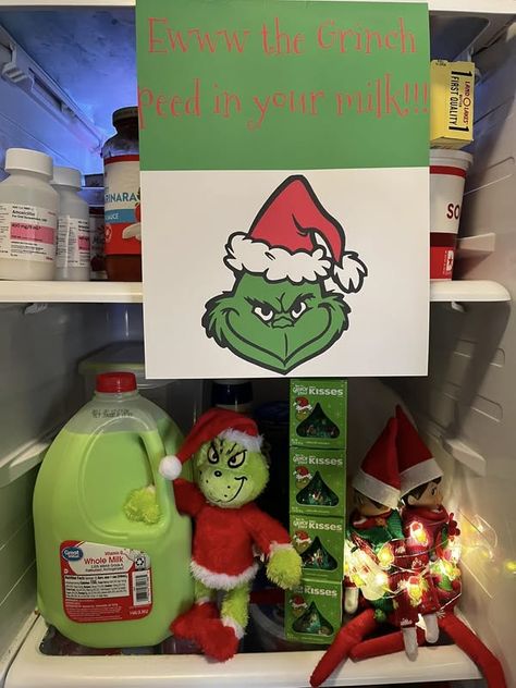 Your Elf on the Shelf ideas | Look what the Grinch did last night | Facebook Grinch On The Shelf Ideas, Elf On The Shelf Grinch Ideas, Grinch On The Shelf, Elf On The Shelf Grinch, Christmas Funny Shirts, Grinch Movie Night, Elf Shenanigans, Grinch Ideas, Grinch Movie