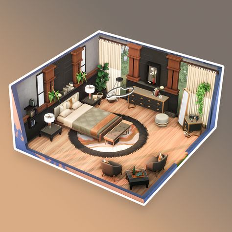 Sims 4 Drake Hall, No Cc Sims 4 Rooms, Sims 4 No Cc Bedroom, Sims 4 Big Bedroom, Sims 4 Master Room Ideas, Sims 4 Master Bed Ideas, Sims Teen Room, Elegant Dark Bedroom, Sims 4 Interior Ideas