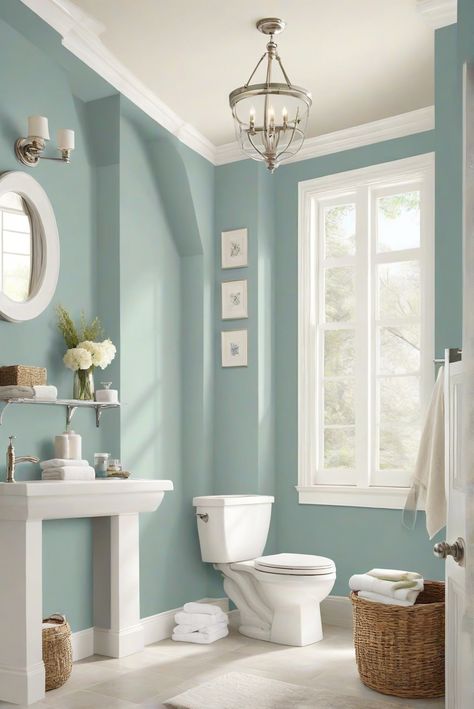 home interior design,interior bedroom design,designers kitchen,paint color match Small Teal Bathroom, Light Teal Bathroom Ideas, Light Teal Bathroom, Bathroom Mint Green, Relaxing Bathroom Colors, Turquoise Paint Colors, Bathroom Colours, Color Palets, Best Bathroom Colors