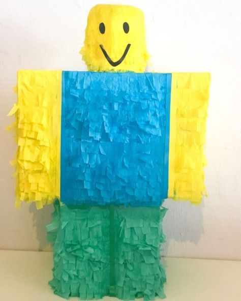 Roblox Noob Pinata - How To Make ~ All Things Hand Made Roblox Noob, Roblox Party, Kids Moves, Happy Party, Yellow Paper, Play Roblox, Glue Sticks, I Will Show You, Crepe Paper