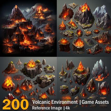 Volcanic Environment, Egyptian Columns, Out House, Game Designer, Christmas Game, Image 4k, Reference Images, Game Assets, Resolution