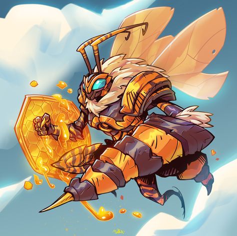 "Bee Knight", Stefano Spagnuolo on ArtStation at https://www.artstation.com/artwork/J90QxR Character To Draw, Bee Artwork, Monster Concept Art, Mythical Creatures Art, Superhero Design, Original Character, Style Challenge, Cool Anime Pictures, Dnd Characters