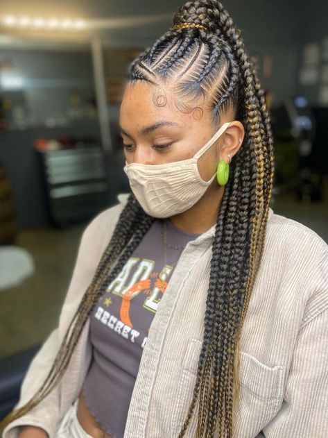 Goddess Feed In Braids Ponytail, Two Goddess Braids, Goddess Braids Updo, Feed In Braids Ponytail, Goddess Braid Styles, Bob Braids Hairstyles, Long Ponytail, Traditional Hairstyle, Big Box Braids Hairstyles