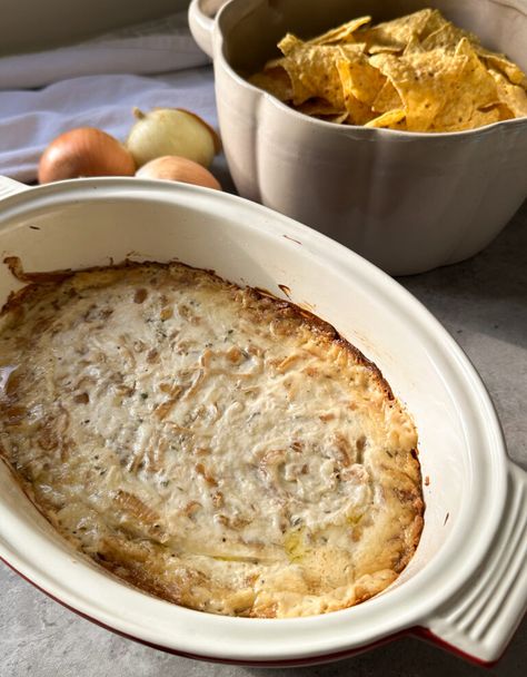 French Onion Dip - Sammy Montgoms Baked French Onion Dip Recipe, Baked French Onion Dip, Samantha Montgomery, French Onion Dip Recipe, Onion Dip Recipe, French Onion Dip, Whipped Feta, Onion Dip, Onion Recipes