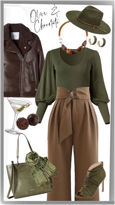 olive & chocolate Outfit | ShopLook Olive Work Outfit, Olive Green Purse Outfit, Olive And Burgundy Outfit, Olive And Brown Outfit, Olive Green And Brown Outfit, Green Purse Outfit, Chocolate Outfit, Wine Aunt, Olive Green Outfit