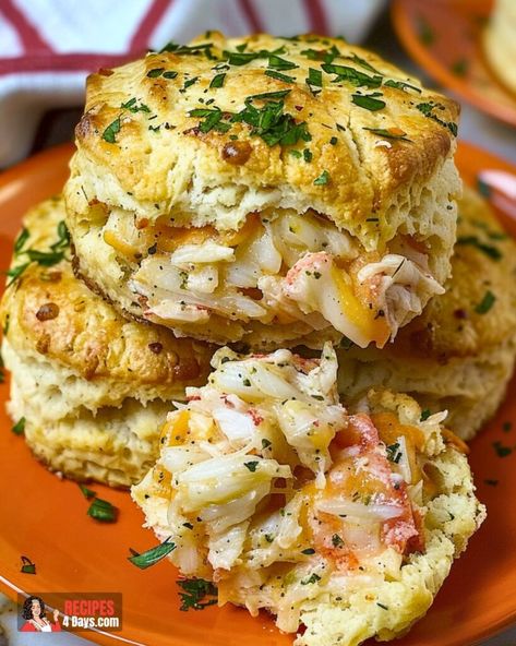 Crab Stuffed Biscuits, Cheddar Bay Biscuit Crab Cakes, Crab Cheddar Bay Biscuit, Crab Stuffed Cheddar Bay Biscuits Recipe, Cheddar Bay Crab Cakes, Seafood Biscuits, Crab Biscuits, Crab Stuffed Cheddar Bay Biscuits, Stuffed Cheddar Bay Biscuits