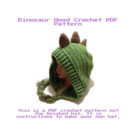 Crochet Dinosaur Pattern, Dinosaur Hood Pattern, Dino Hat Pattern, DIY Halloween Costumes, Spiked Dinosaur Hat Pattern, Hood Pattern, PDF Crochet Dino Sweater, Dinosaur Hat Pattern, Crochet Dinosaur Hat, Dino Hat, Make Your Own Hat, Crochet Dinosaur Patterns, Dragon Hats, Dinosaur Hat, Hood Pattern