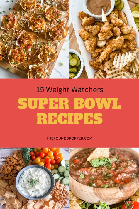 Whether you're watching the Super Bowl or just there for the food, these Delicious Weight Watchers Super Bowl Recipes are sure to satisfy your game day cravings without jeopardizing your goals! via @pounddropper Ww Super Bowl Recipes, Weight Watchers Super Bowl Recipes, Ww Pound Dropper, Chicken Bits, Pound Dropper Recipes, Ww 2023, Ww Appetizers, Super Bowl Dips, Super Bowl Food Healthy