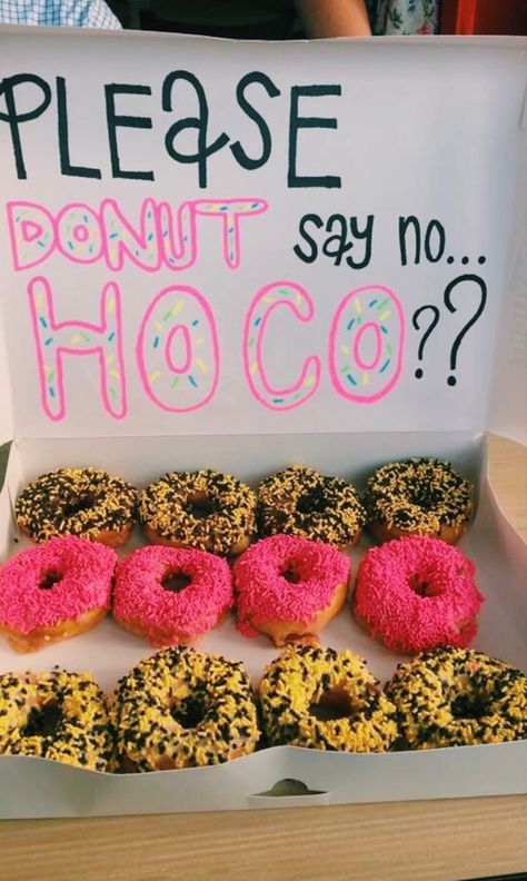 Donut Homecoming Proposal, Donut Hoco Proposals Ideas, Donut Dance Proposal, Hoco Proposals Ideas Candy, Donut Hoco Proposal, Fast Food Hoco Proposal, Dr Pepper Homecoming Proposal, Pink Hoco Proposal, Candy Hoco Proposals Ideas