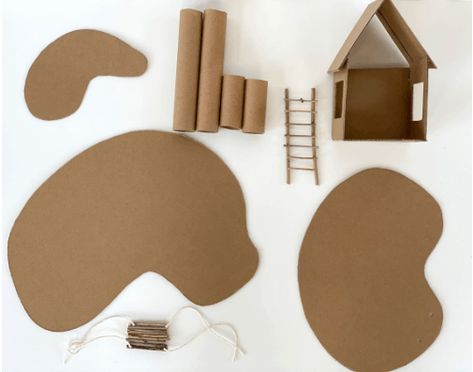 Cardboard Forest Diy, Cardboard Tree House, Cardboard Treehouse, Sunshine Classroom, Cardboard Houses For Kids, Color Activities For Toddlers, Fancy Mouse, Cardboard Tree, Diy Cardboard Toys