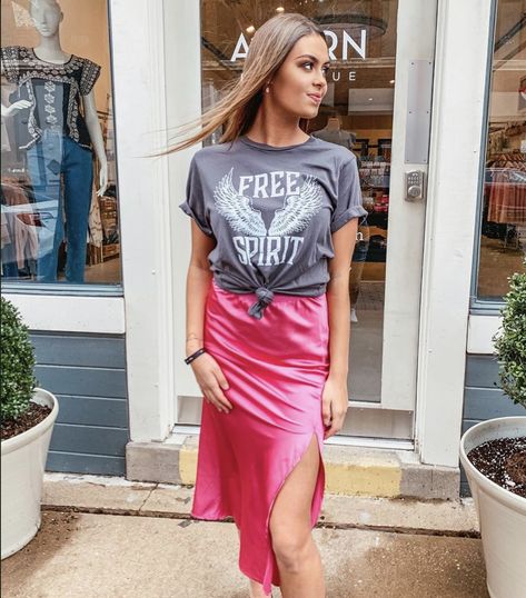 Pink Silk Midi Skirt Outfit, Silk Skirt And Tshirt Outfit, Hot Pink Silk Skirt Outfit, Satin Pink Skirt Outfit, Pink Slip Skirt Outfit Summer, Pink Silk Mini Skirt Outfit, Hot Pink Slip Skirt Outfit, Hot Pink Satin Skirt Outfit, Pink Slip Skirt Outfit