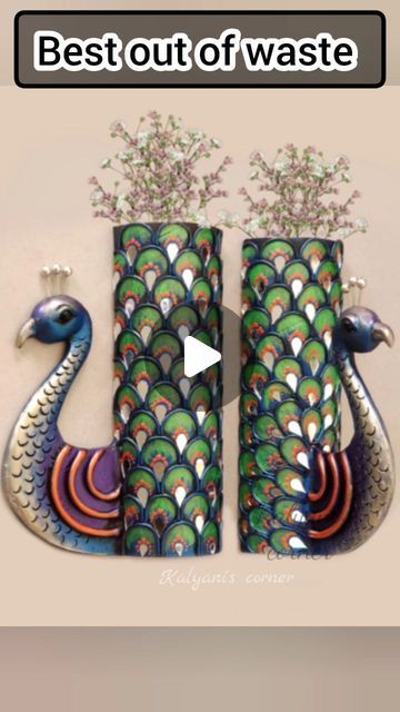 Handicraft Ideas Creative, Diwali Wall Hangings Diy, Best Out Of Waste Ideas Unique, Hanging Planter Ideas, Wallhanging Handmade, Peacock Wall Hanging, Diy Peacock, Handmade Decorative Items, Peacock Crafts