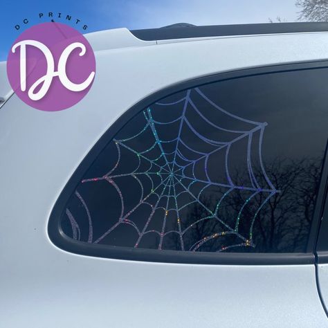 Spider Web Car Decal, Car Window Decal, Vinyl Decal Sticker, Rear Window Decal, Quarter Window Decal, Car Accessories, Car Decor - Etsy Full Window Decals Car, Car Window Decals Cricut, Car Chalk Window Ideas, Back Window Car Decal Ideas, Cube Car, Goth Car, Matte Black Cars, Rear Window Decals, Jeep Stickers