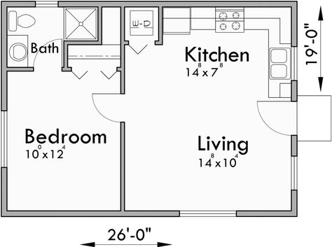 Main Floor Plan for 10180 Small house plans, studio house plans, one bedroom house plans, 10180 Single Room Plan Layout, Small 2bedroom 2 Bathroom House Plans, 1 Room House Plans Small, Single Bedroom Floor Plans Layout, Single Bedroom Plan Layout, Single Bedroom Floor Plan, Apartment One Bedroom Floor Plans, Tiny House One Level Floor Plans, One Bedroom Self Contained Plan