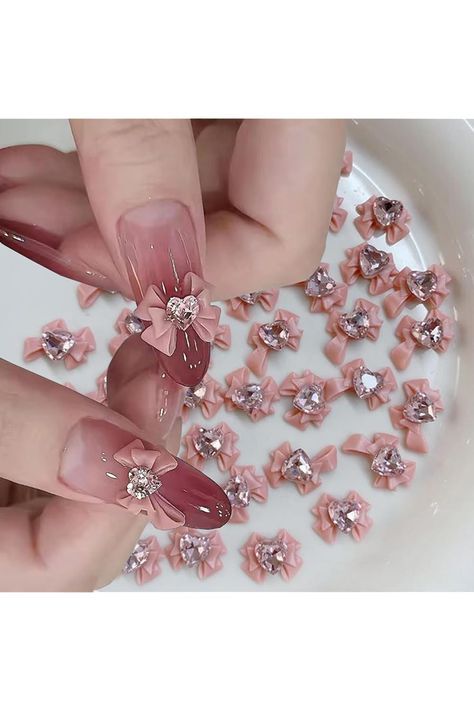 40Pcs Ribbon Resin Bow Nail Charm Mixed Style bow Rhinestone Jewelry Parts 3D Rhinestone Nail Art Decoration Accessories Supplies for DIY Manicure Design Heart Nail Accessory Decor, #AD, ##Decor, #AD, #Rhinestone, #Pcs, #Ribbon Nails With One Design, Bow Nail, Nail Charm, Heart Nail, Nail Art Jewelry, Manicure Diy, Diy Accessory, Gem Nails, Nail Art Rhinestones