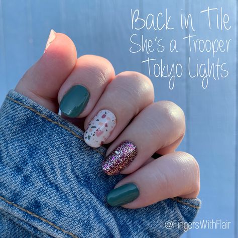 Back In Tile Color Street Combo, Green Color Street Combo, Color Street Back In Tile, Nail Combos, Nail Styles, Street Nails, Color Street Nails, Color Tile, Fall Style