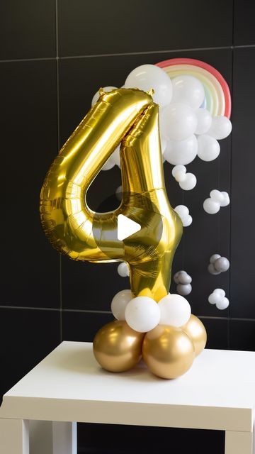 House of Party on Instagram: "Build a number balloon stand with us!
Connect four 12-inch balloons and a cluster of four 5-inch balloons. Add a small water-filled balloon at the base for stability. Attach your foil number balloon with ribbon. Simple and stunning, perfect for any celebration! 

#houseofpartyco #balloondecor #balloontutorial #quickballoontutorial #foilnumberballoons #balloontips" Number Balloon Stand, Balloon With Ribbon, Helium Number Balloons, Balloon Hacks, Balloon Stand, Connect Four, Foil Number Balloons, Balloon Stands, Number Balloons