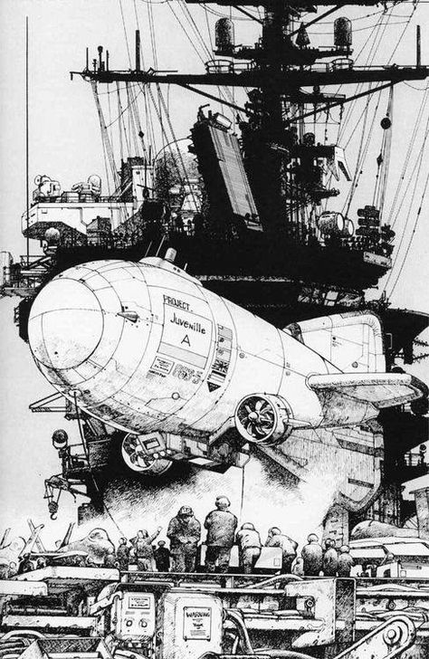 Akira Poster, Katsuhiro Otomo, Concept Ships, Tableau Art, Manga Artist, Black And White Illustration, 판타지 아트, Comic Illustration, Dieselpunk