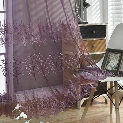 PRICES MAY VARY. DONREN Leaves embroidery sheer curtain is made of 100% high quality polyester which feel more soft and smooth. One package including 2 panels. Each panel measures 52 inch wide by 96 inch long. 8 metal grommets per panel with 1.6 inch inner diameter fit up to a 1.5" rod. Sheer curtains with leaves,add elegance style to your room. Lets a lot of natural light into the room while maintaining a little privacy. Our embroidery sheer curtain hanging in the room look very nice.Perfect fo Brown Sheer Curtains, Purple Sheer Curtains, Room Amazon, Brown Curtains, Curtains For Bedroom, Sheer Curtain Panels, Curtains For Living Room, Grey Panels, Inspire Me Home Decor