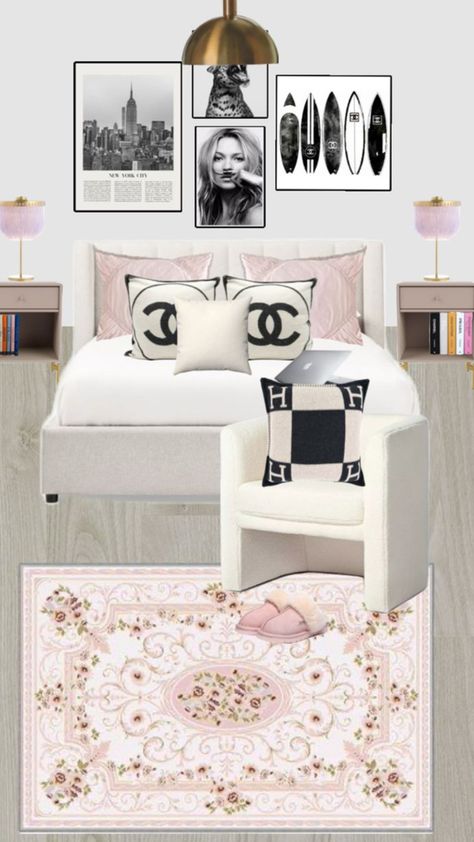 Chanel Bedroom Ideas, Chanel Bedroom, College Dorm Room Decor, Uni Room, Room Ideas Aesthetic, Redecorate Bedroom, Room Makeover Inspiration, Cute Room Decor, Room Inspiration Bedroom