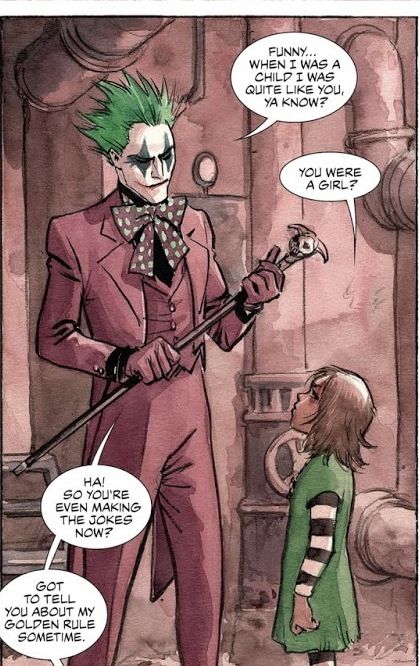 The Joker spends time with his daughter. Batman And Joker Art, The Joker Fanart, Joker Jr, Jokers Daughter, The Joker Comic, Joker Fanart, Batman Vs Joker, Joker Comic, Batman And Joker