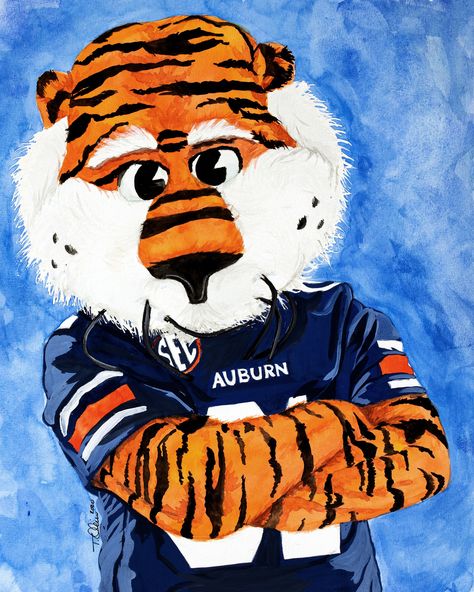 Auburn Tigers Football, Auburn University, Auburn Tigers, Paint Print, Great Birthday Gifts, Clay Projects, Coasters Set, Original Watercolor Painting, Auburn