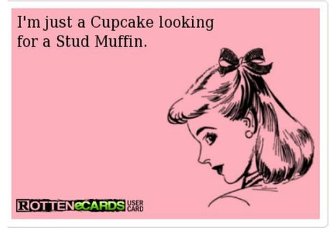 I'm just a cupcake looking for a stud muffin. 4 Panel Life, Funny Ecards, Stud Muffin, Va Va Voom, Relationship Status, E Card, Ecards Funny, Me Time, Bones Funny