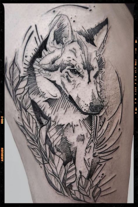 Wolf Tattoo Inspiration Gothic Wolf Tattoo, Coffin Tattoos, Black Wolf Tattoo, Wolf Tattoo Back, Werewolf Tattoo, Abstract Wolf, App Filter, Men Tattoo, Airbrush App