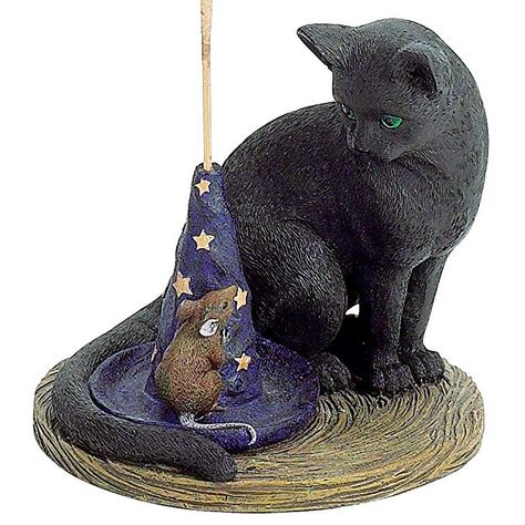 Cat Incense Holder, Clay Incense Burner, 90s Celestial, Clay Incense, Black Figurines, Animals Jokes, Celestial Decor, Meditation Room Decor, Ceramic Incense Holder