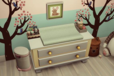 Sims Changing Table, Changing Table Dressers, Sims 4 Bedroom, Growing Together, Changing Table Dresser, Ts4 Cc, Infants, Changing Table, Sims 4